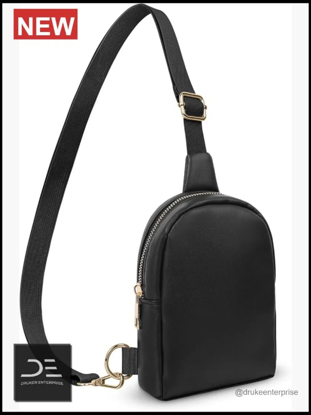 Small PU Leather Sling Bag with Adjustable Strap Crossbody